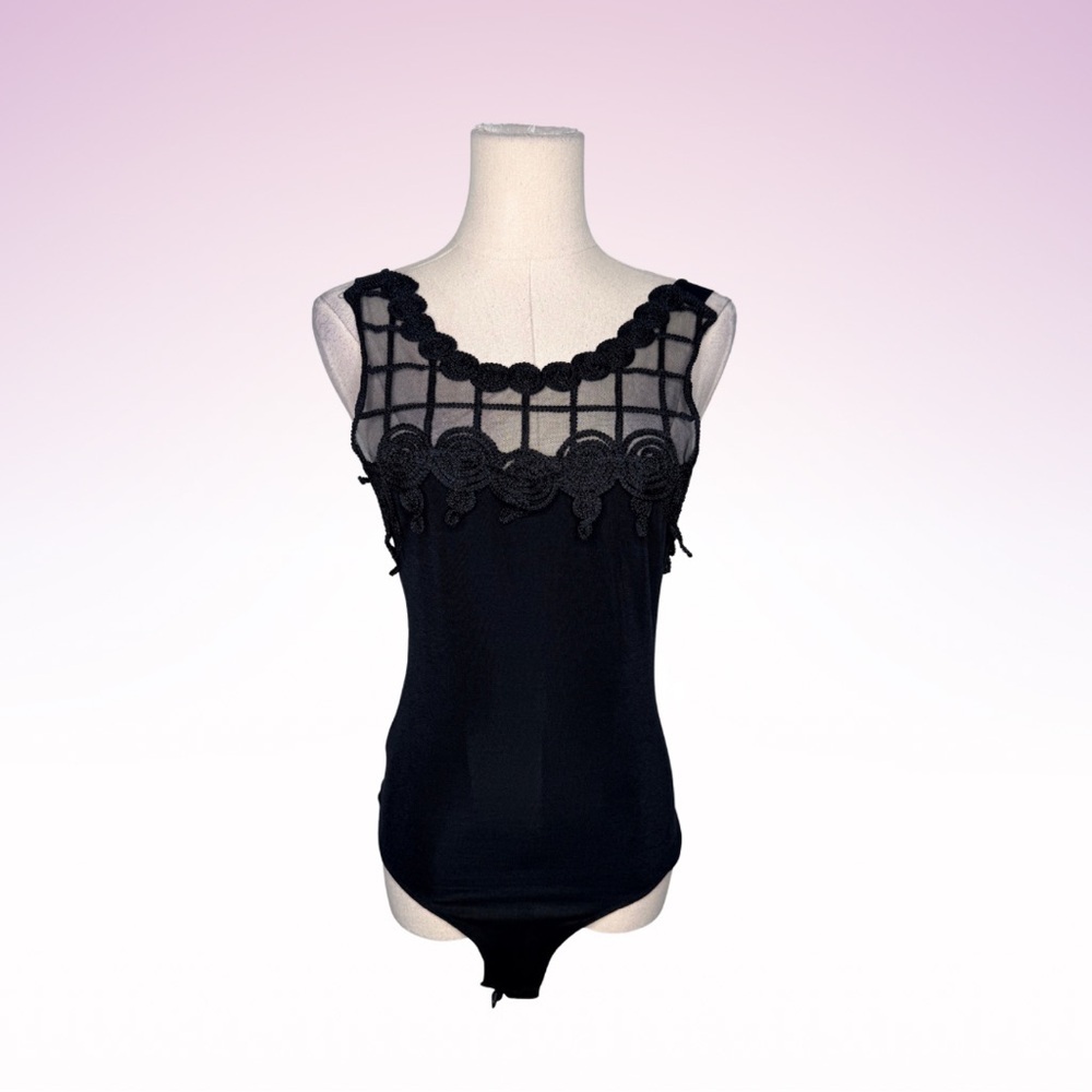 RHAPSODY USA Vintage Black Lace bodysuit (Sz M)